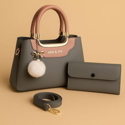 Girl's Leather Plain Hand Bag Set