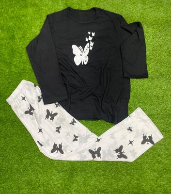 2 Pcs Women's Stitched Printed Night Suit