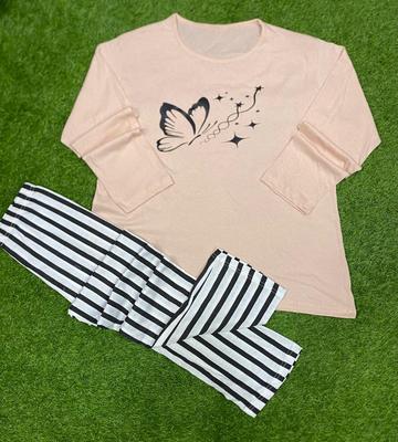 2 Pcs Women's Stitched Printed Night Suit