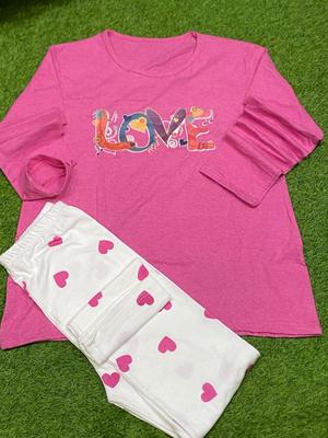 2 Pcs Women's Stitched Printed Night Suit