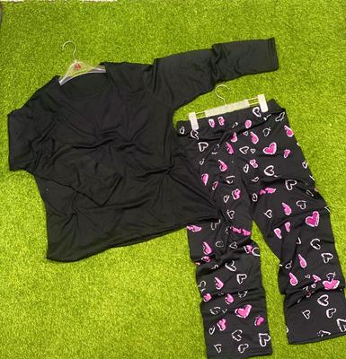 2 Pcs Women's Stitched Printed Night Suit