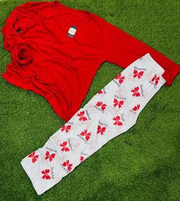 2 Pcs Women's Stitched Jersey Printed Night Suit