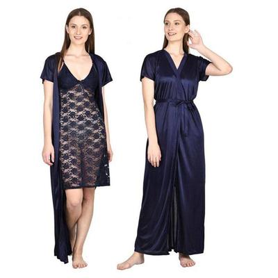 Comfortable Jersey Plain Nightwear Set - 1 Pcs in Blue