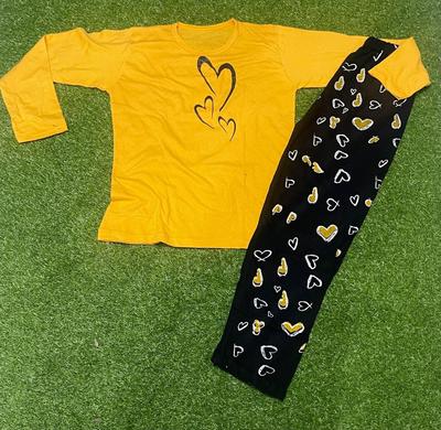 2 Pcs Women's Stitched Cotton Jersey Printed Night Suit