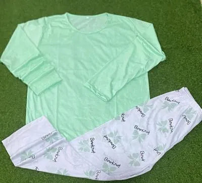 2 Pcs Women's Stitched Jersey Printed Night Suit