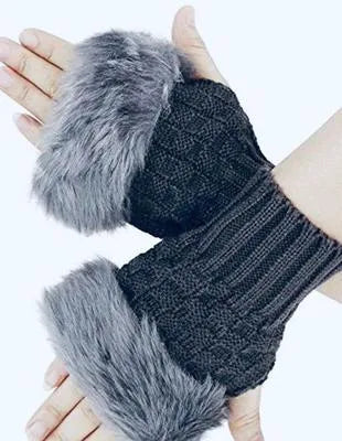 2 PCs wool fur lined gloves