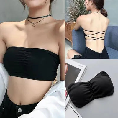 Jersey Plain Comfortable And Lightweight Back Cross Top Padded Bra