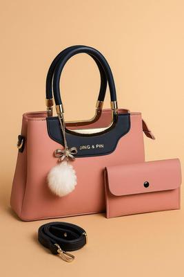 Girl's Leather Plain Hand Bag Set