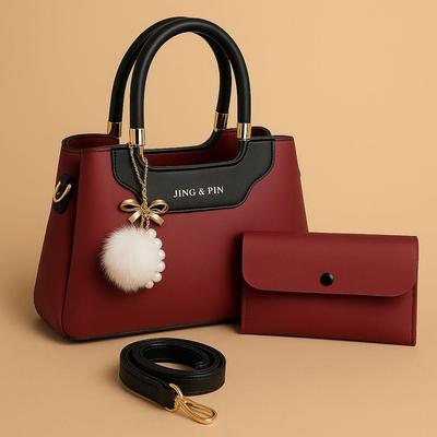 Girl's Leather Plain Hand Bag Set