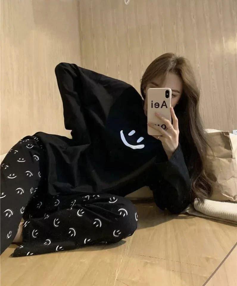 2 pcs women's stitched cotton jersey printed night suit